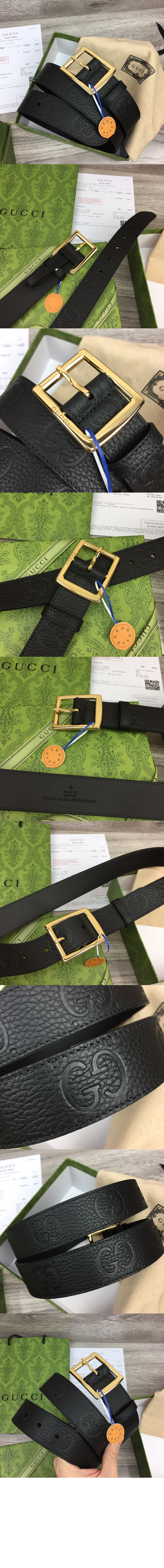 미러급레플리카사이트 | 명품레플리카 전문 쇼핑몰  | 퍼스트원 - GG 러버 효과 레더 벨트 761567 > 구찌