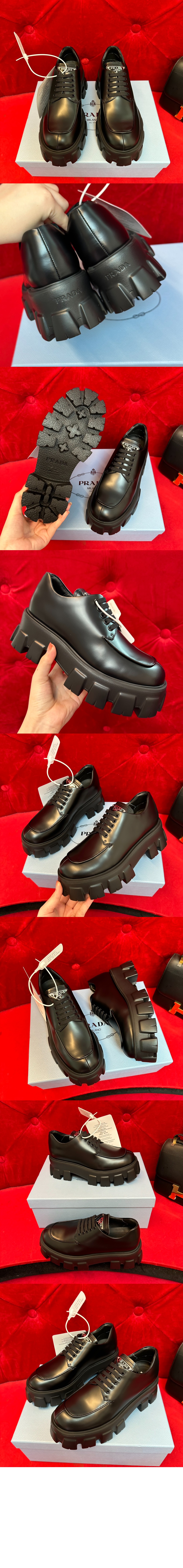 미러급레플리카사이트 | 명품레플리카 전문 쇼핑몰  | 퍼스트원 - 모노리스 브러쉬드 레더 레이스업 슈즈 1E255N > 프라다