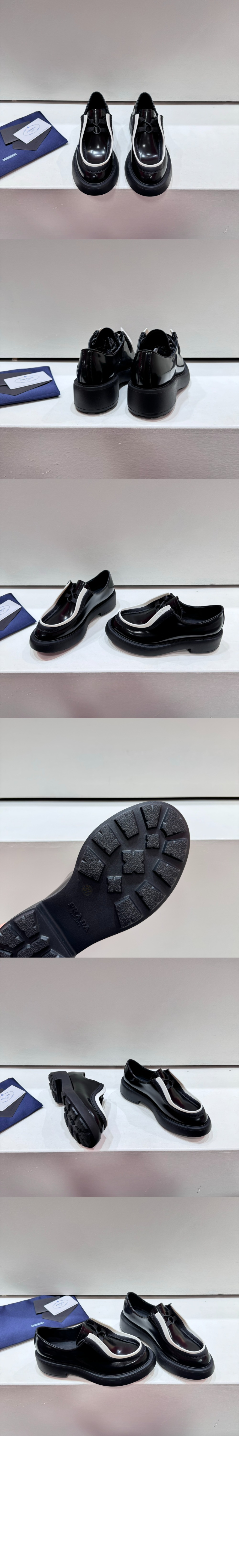 미러급레플리카사이트 | 명품레플리카 전문 쇼핑몰  | 퍼스트원 - 브러시드 레더 레이스업 슈즈 1E280N > 프라다