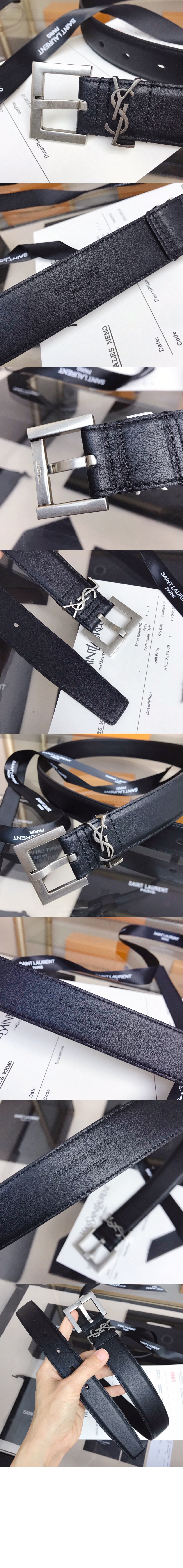 미러급레플리카사이트 | 명품레플리카 전문 쇼핑몰  | 퍼스트원 - 부드러운 가죽 소재의 스퀘어 버클 모노그램 벨트 634437 > 생로랑
