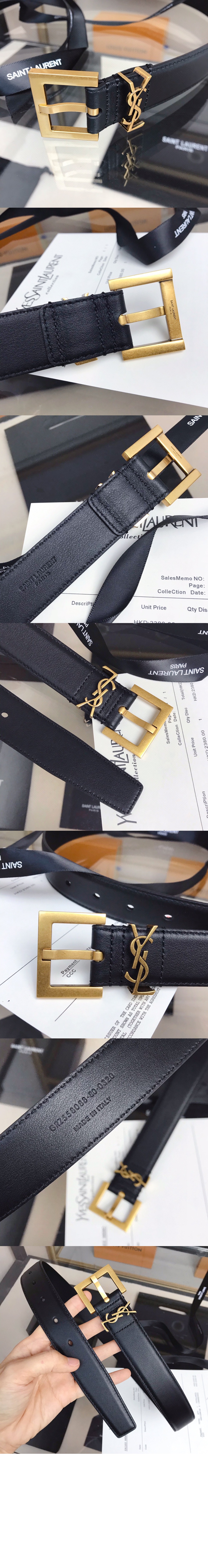 미러급레플리카사이트 | 명품레플리카 전문 쇼핑몰  | 퍼스트원 - 부드러운 가죽 소재의 스퀘어 버클 모노그램 벨트 634437 > 생로랑