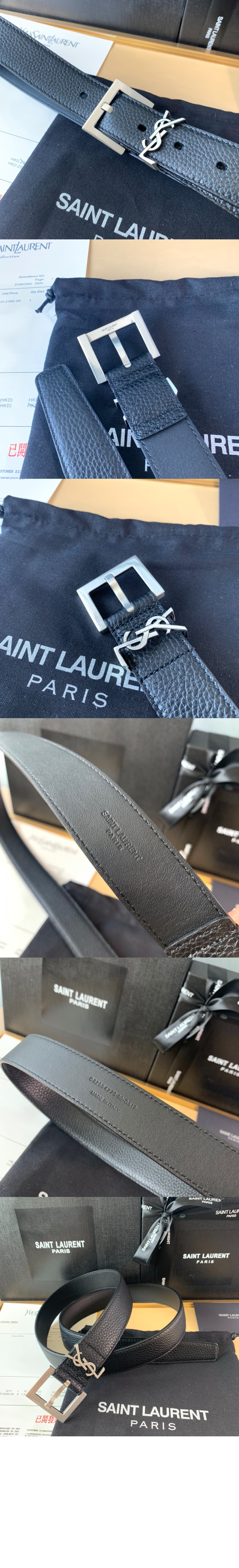 미러급레플리카사이트 | 명품레플리카 전문 쇼핑몰  | 퍼스트원 - 스퀘어 버클을 장식한 그레인 가죽 소재의  벨트 634437 > 생로랑