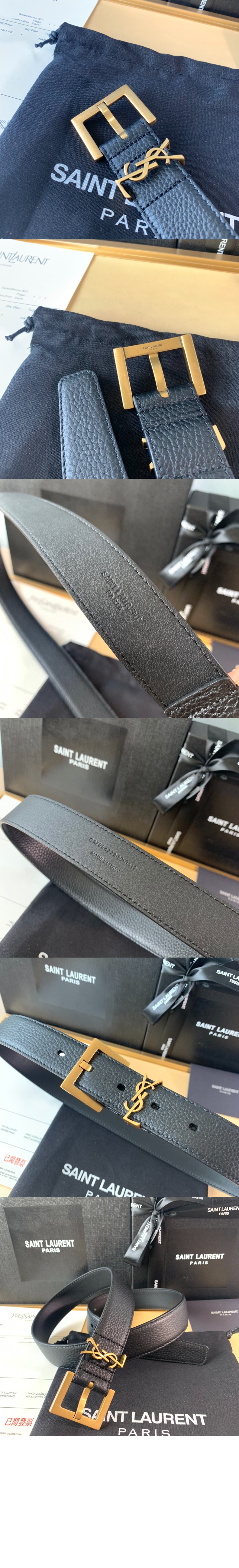 미러급레플리카사이트 | 명품레플리카 전문 쇼핑몰  | 퍼스트원 - 스퀘어 버클을 장식한 그레인 가죽 소재의  벨트 634437 > 생로랑