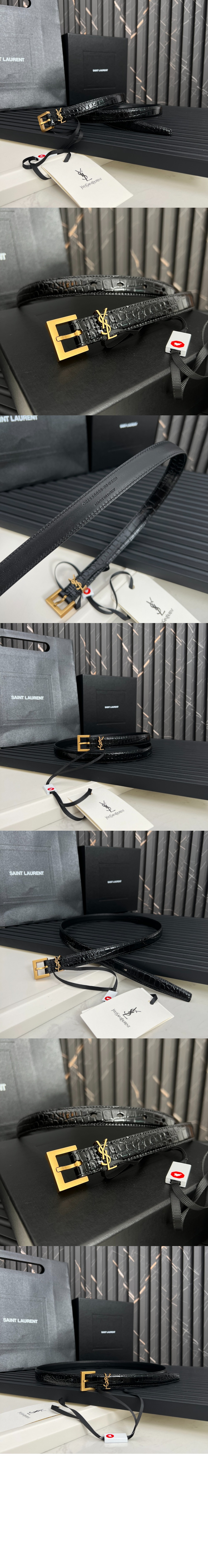 미러급레플리카사이트 | 명품레플리카 전문 쇼핑몰  | 퍼스트원 - 스퀘어 버클을 장식한 크로커다일 엠보스드 가죽 소재의 얇은 모노그램 벨트 554465 > 생로랑