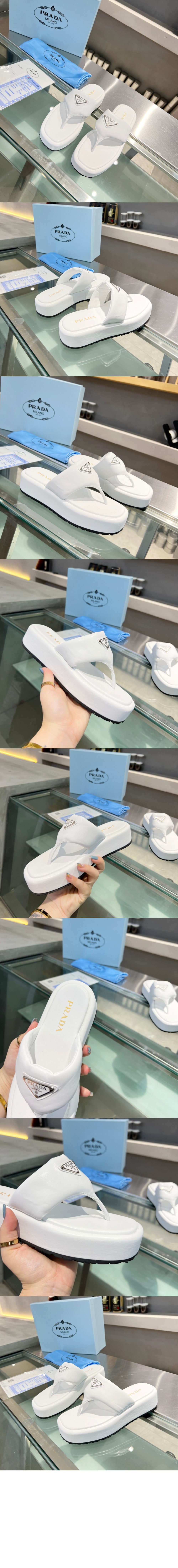 미러급레플리카사이트 | 명품레플리카 전문 쇼핑몰  | 퍼스트원 - 소프트 패딩 나파 통 웨지 샌들 1YZ043 > 프라다