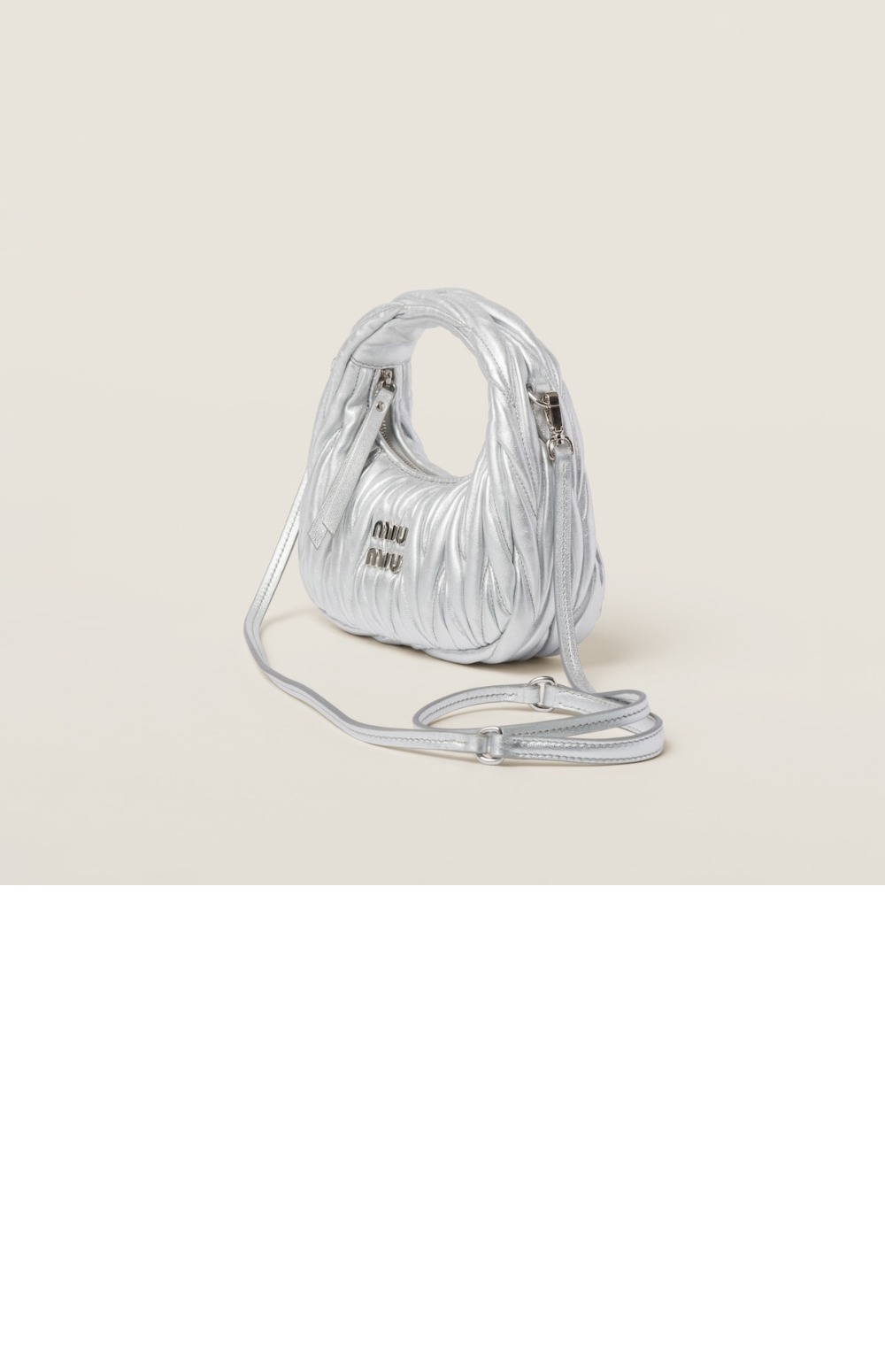 미러급레플리카사이트 | 명품레플리카 전문 쇼핑몰  | 퍼스트원 - 완더 마테라쎄 나파 가죽 호보 미니백 5BP078 > 미우미우