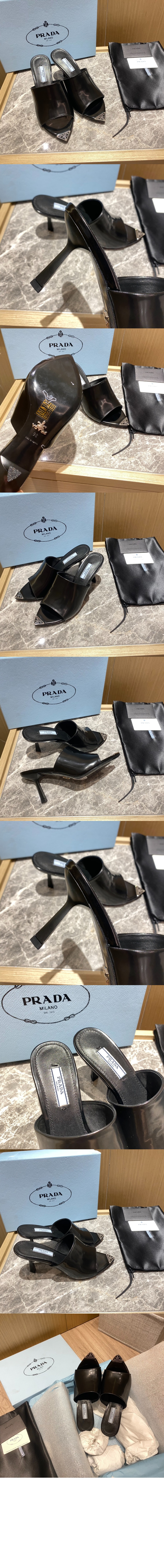 미러급레플리카사이트 | 명품레플리카 전문 쇼핑몰  | 퍼스트원 - 브러쉬드 가죽 하이힐 슬라이드 1XX638 > 프라다