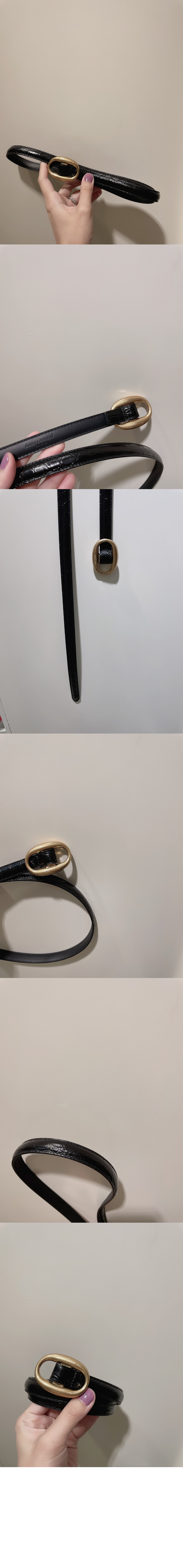 미러급레플리카사이트 | 명품레플리카 전문 쇼핑몰  | 퍼스트원 - 부드러운 가죽 소재의 타원형 버클 슬림 벨트 756409 > 생로랑