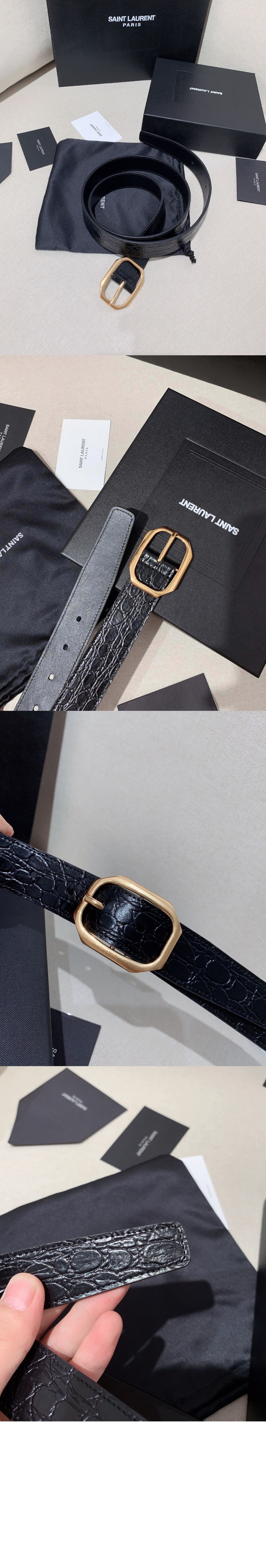 미러급레플리카사이트 | 명품레플리카 전문 쇼핑몰  | 퍼스트원 - 크로커다일 엠보스드 가죽 소재의 프레임 버클 슬림 벨트 732560 > 생로랑