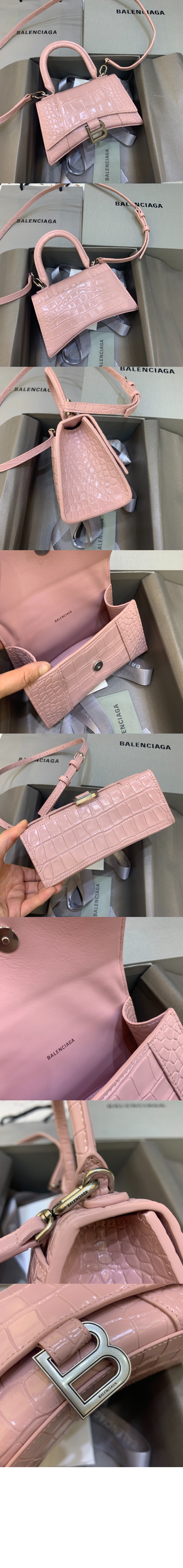 미러급레플리카사이트 | 명품레플리카 전문 쇼핑몰  | 퍼스트원 - 아워글래스 XS 크로커다일 엠보싱 핸드백 핑크 592833 > 발렌시아가