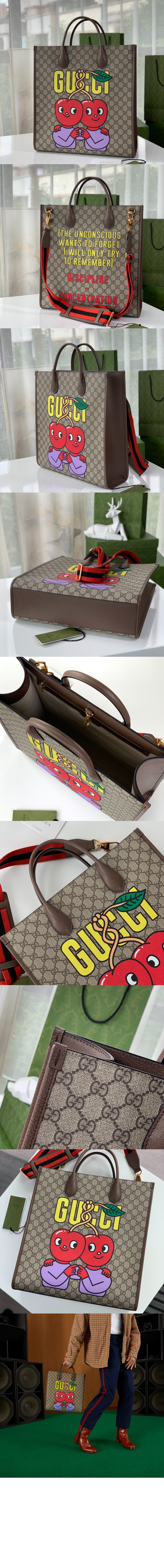 미러급레플리카사이트 | 명품레플리카 전문 쇼핑몰  | 퍼스트원 - 체리 프린트 미듐 토트백 703264 > 구찌