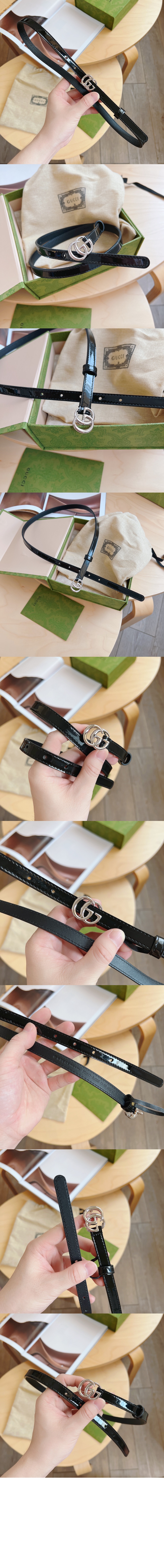 미러급레플리카사이트 | 명품레플리카 전문 쇼핑몰  | 퍼스트원 - 씬 페이턴트 더블 G 벨트 707327 > 구찌