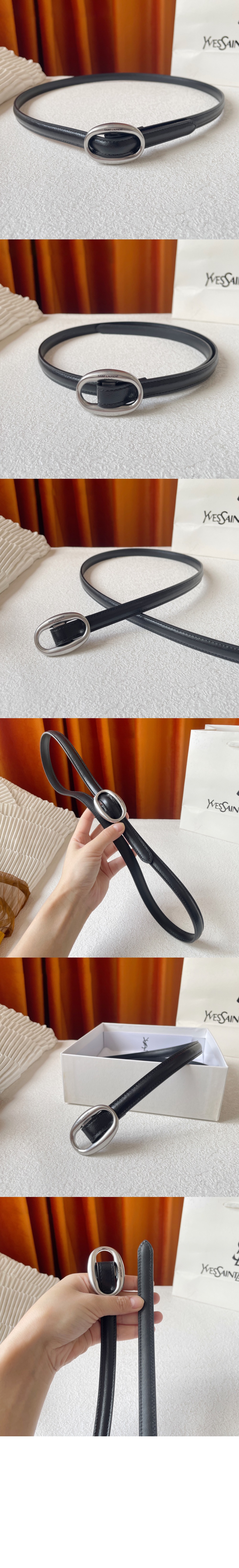 미러급레플리카사이트 | 명품레플리카 전문 쇼핑몰  | 퍼스트원 - 부드러운 가죽 소재의 타원형 버클 슬림 벨트 756409 > 생로랑