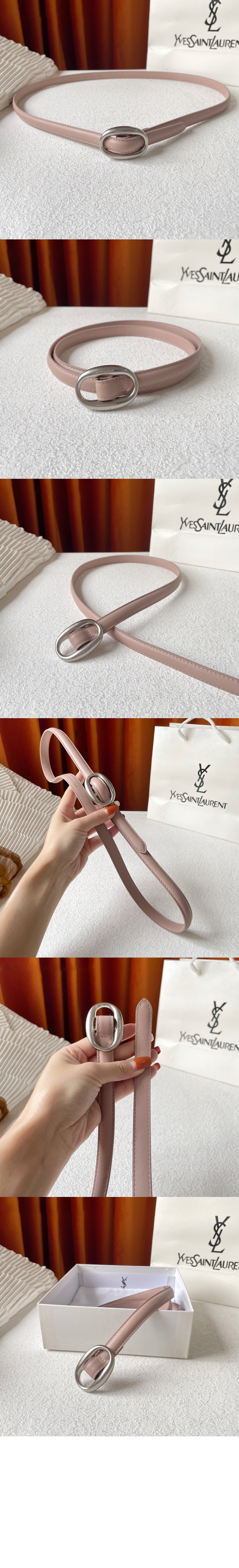 미러급레플리카사이트 | 명품레플리카 전문 쇼핑몰  | 퍼스트원 - 부드러운 가죽 소재의 타원형 버클 슬림 벨트 756409 > 생로랑