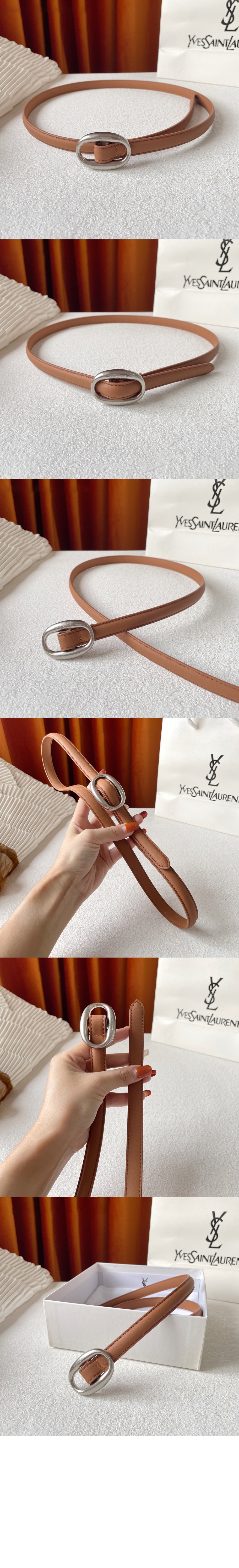 미러급레플리카사이트 | 명품레플리카 전문 쇼핑몰  | 퍼스트원 - 부드러운 가죽 소재의 타원형 버클 슬림 벨트 756409 > 생로랑