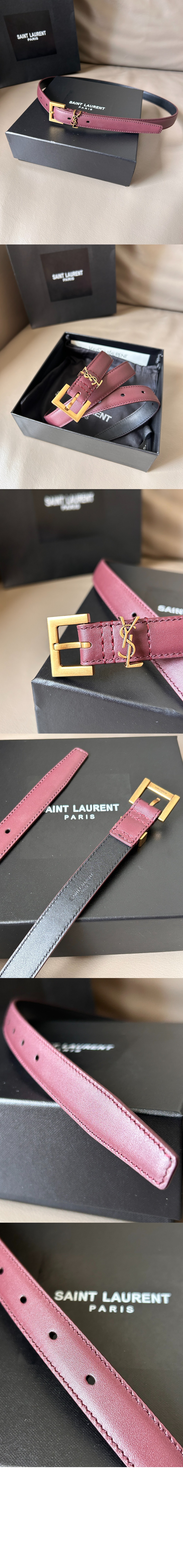 미러급레플리카사이트 | 명품레플리카 전문 쇼핑몰  | 퍼스트원 - 래커 처리된 가죽 소재의 CASSANDRE 스퀘어 버클 장식 얇은 벨트 554465 > 생로랑