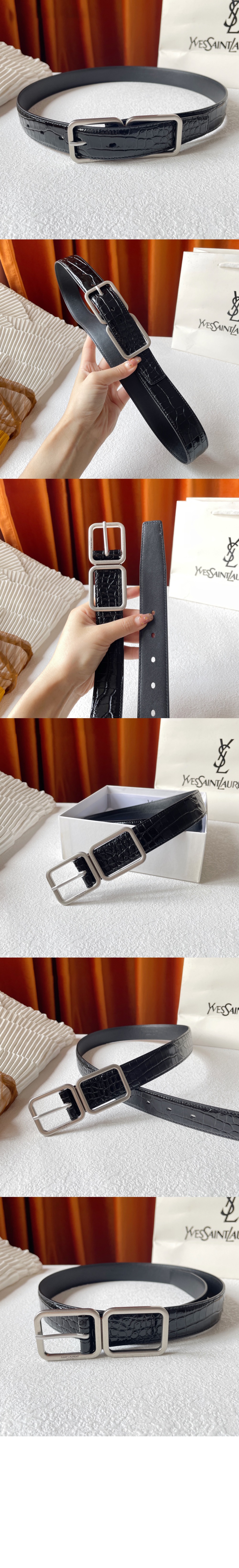 미러급레플리카사이트 | 명품레플리카 전문 쇼핑몰  | 퍼스트원 - 크로커다일 엠보스드 가죽 소재의 더블 버클 벨트  6698651 > 생로랑
