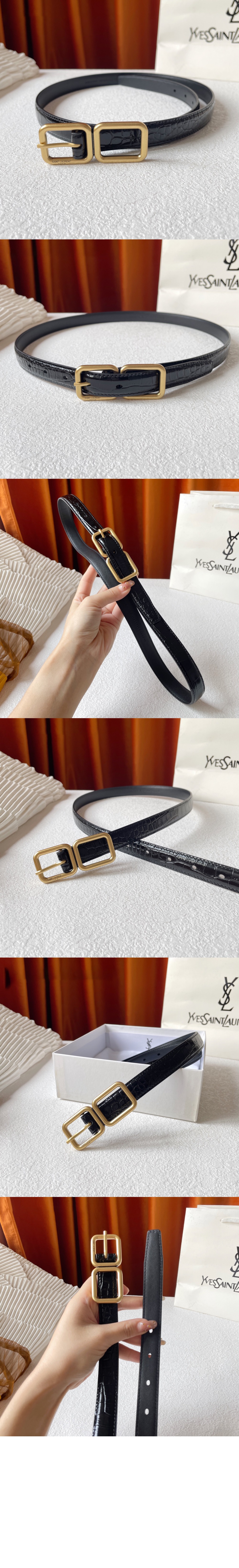 미러급레플리카사이트 | 명품레플리카 전문 쇼핑몰  | 퍼스트원 - 크로커다일 엠보 가죽 더블 버클 협벨트 732557 > 생로랑