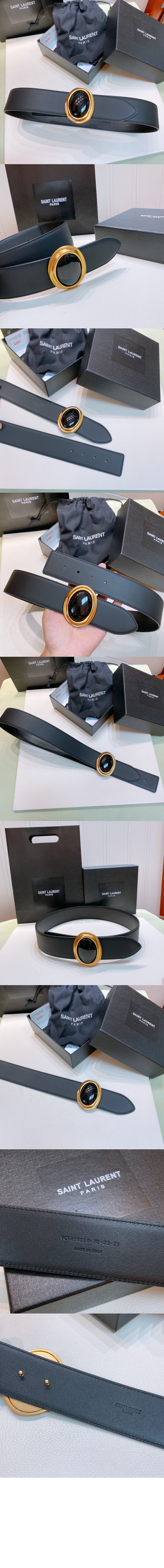 미러급레플리카사이트 | 명품레플리카 전문 쇼핑몰  | 퍼스트원 - 매끄러운 가죽 볼록 버클 벨트 658530 > 생로랑