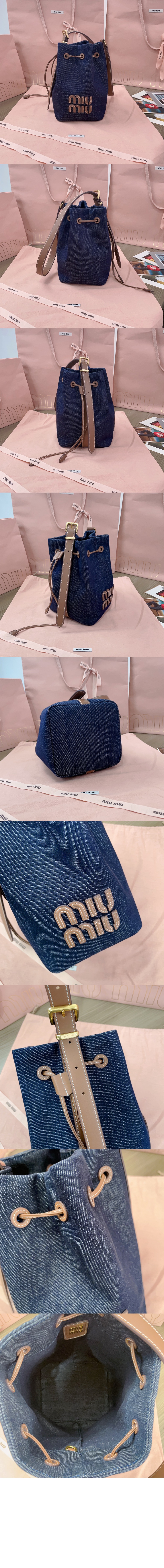 미러급레플리카사이트 | 명품레플리카 전문 쇼핑몰  | 퍼스트원 - 데님 레더 버킷백 5BE090 > 미우미우