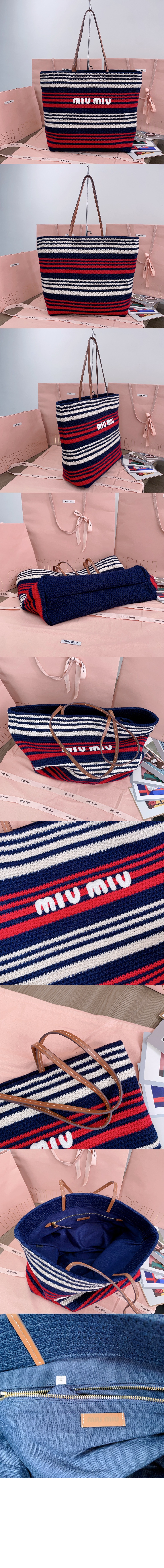 미러급레플리카사이트 | 명품레플리카 전문 쇼핑몰  | 퍼스트원 - 라피아 앤 코튼 토트백 5BG228 > 미우미우