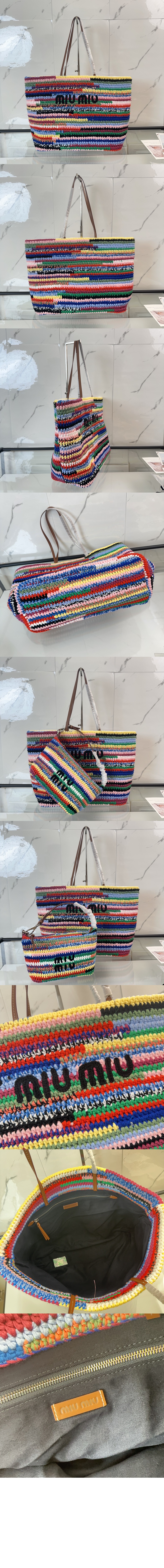 미러급레플리카사이트 | 명품레플리카 전문 쇼핑몰  | 퍼스트원 - 라피아 앤 코튼 토트백 5BG228 > 미우미우