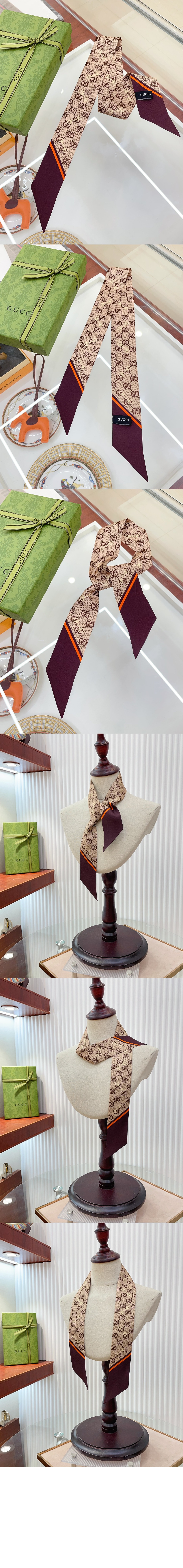 미러급레플리카사이트 | 명품레플리카 전문 쇼핑몰  | 퍼스트원 - GG 프린트 홀스빗 실크 넥 보우 6637193 > 구찌