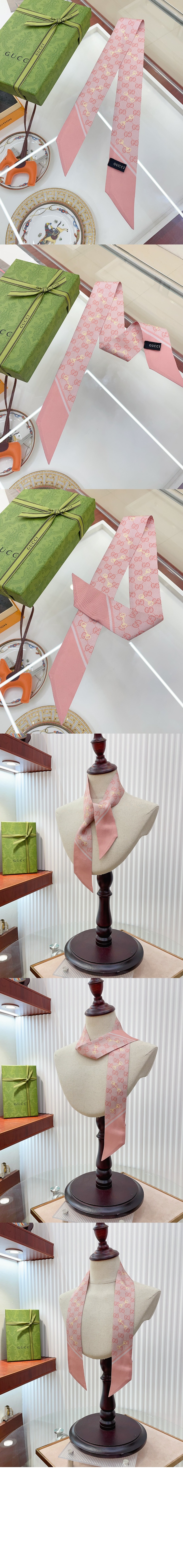 미러급레플리카사이트 | 명품레플리카 전문 쇼핑몰  | 퍼스트원 - GG 프린트 홀스빗 실크 넥 보우 6637193 > 구찌