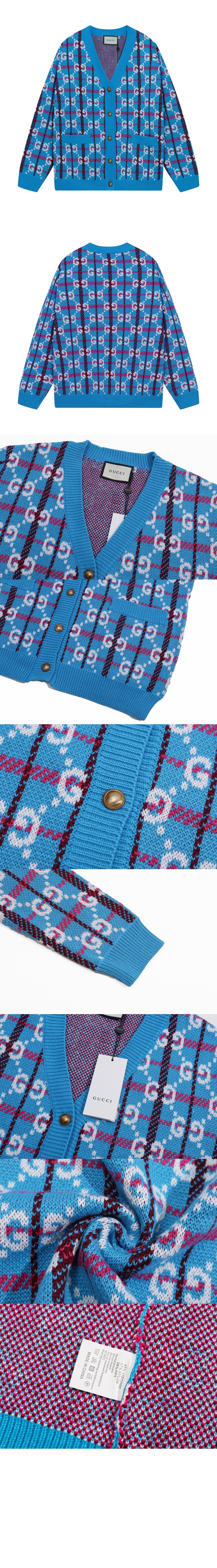 미러급레플리카사이트 | 명품레플리카 전문 쇼핑몰  | 퍼스트원 - GG 로고 체크 소프트 울 브이넥 가디건 > 구찌