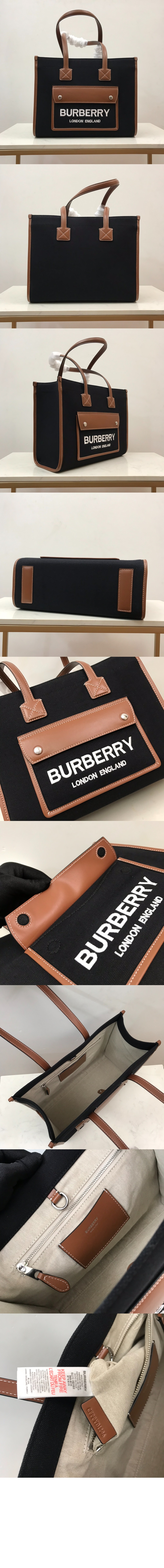 미러급레플리카사이트 | 명품레플리카 전문 쇼핑몰  | 퍼스트원 - 투톤 캔버스 레더 스몰 토트 80576001 > 버버리