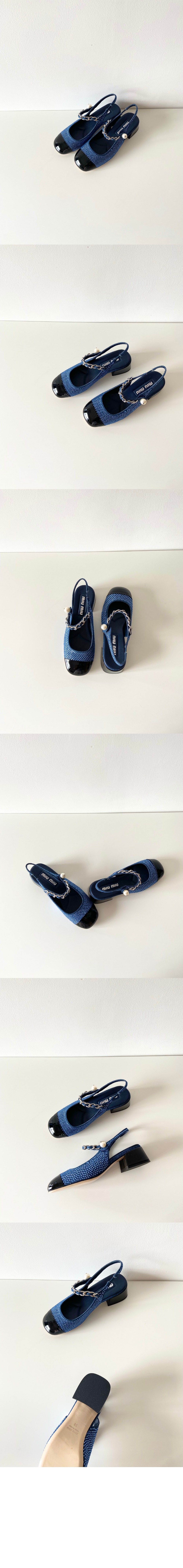 미러급레플리카사이트 | 명품레플리카 전문 쇼핑몰  | 퍼스트원 - 데님과 페이턴트 가죽 슬링백 펌프스 5I048E > 미우미우