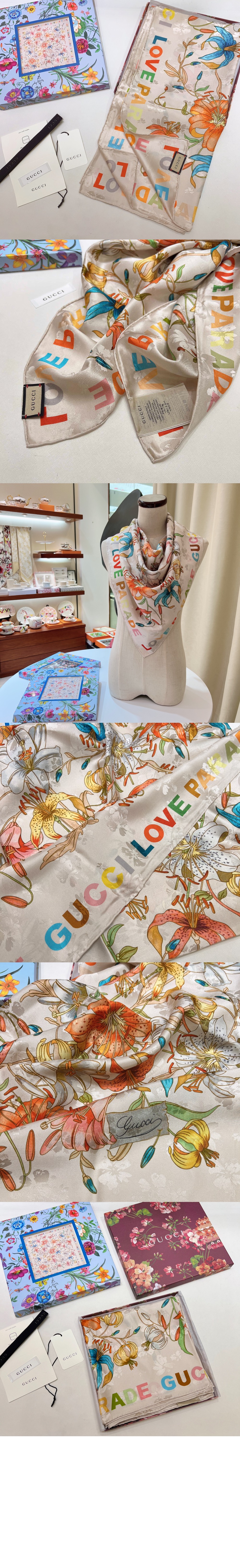 미러급레플리카사이트 | 명품레플리카 전문 쇼핑몰  | 퍼스트원 - 꽃 프린트 실크 스카프  704127 > 구찌