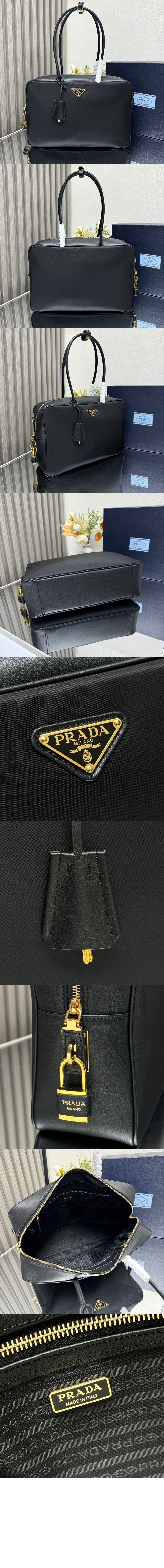 미러급레플리카사이트 | 명품레플리카 전문 쇼핑몰  | 퍼스트원 - 자물쇠가 있는 라지 리나일론 및 가죽 탑 핸들백 1BB131 > 프라다