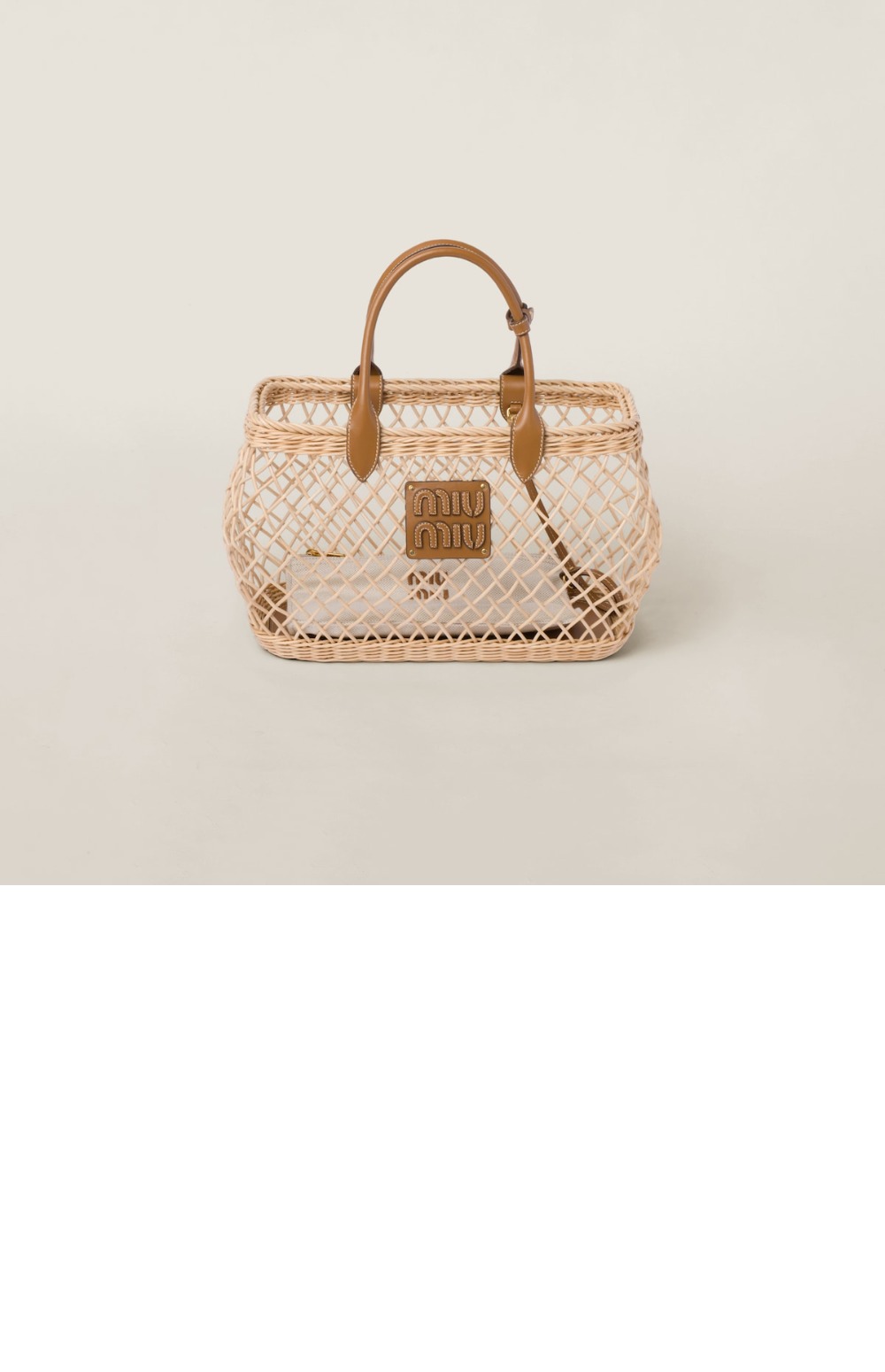 미러급레플리카사이트 | 명품레플리카 전문 쇼핑몰  | 퍼스트원 - 가죽 트리밍이 있는 우븐 패브릭 핸드백 5BA285 > 미우미우