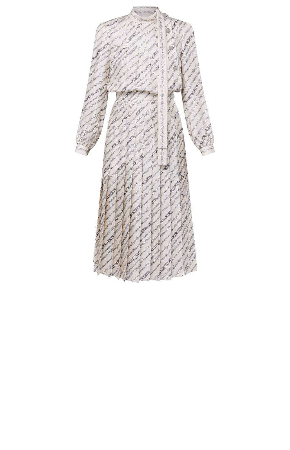 미러급레플리카사이트 | 명품레플리카 전문 쇼핑몰  | 퍼스트원 - 롱 슬리브드 체인 프린트 드레스 > 루이비통