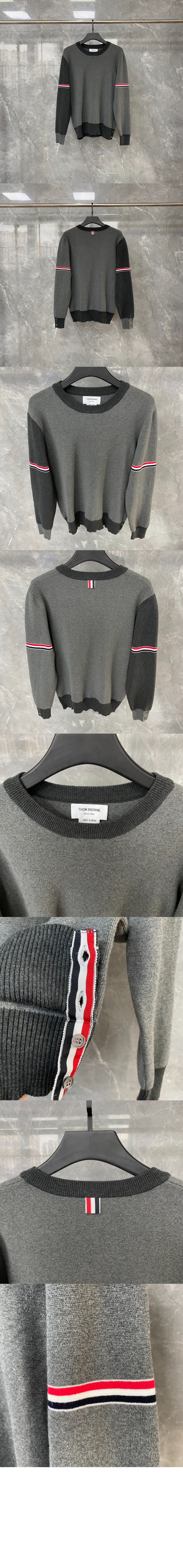 미러급레플리카사이트 | 명품레플리카 전문 쇼핑몰  | 퍼스트원 - 밀라노 스티치 바이컬러 크루넥 풀오버 > 톰브라운