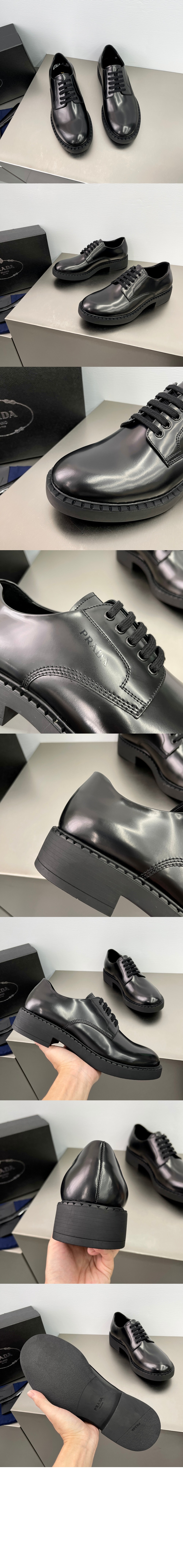 미러급레플리카사이트 | 명품레플리카 전문 쇼핑몰  | 퍼스트원 - 브러쉬드 가죽 더비 슈즈 2EG445 > 프라다
