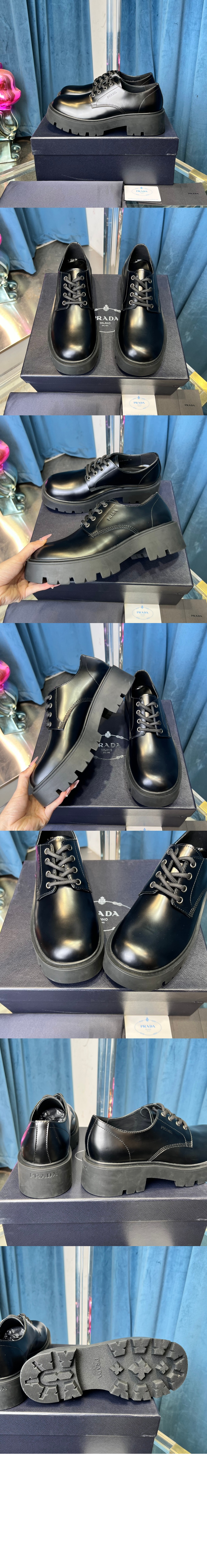 미러급레플리카사이트 | 명품레플리카 전문 쇼핑몰  | 퍼스트원 - 샤이니 레더 더비 슈즈 2EG460 > 프라다