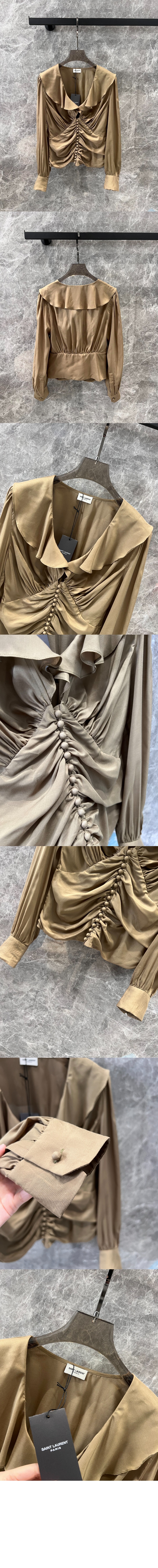 미러급레플리카사이트 | 명품레플리카 전문 쇼핑몰  | 퍼스트원 - 실크 크레이프 모슬린 소재의 블라우스 > 생로랑