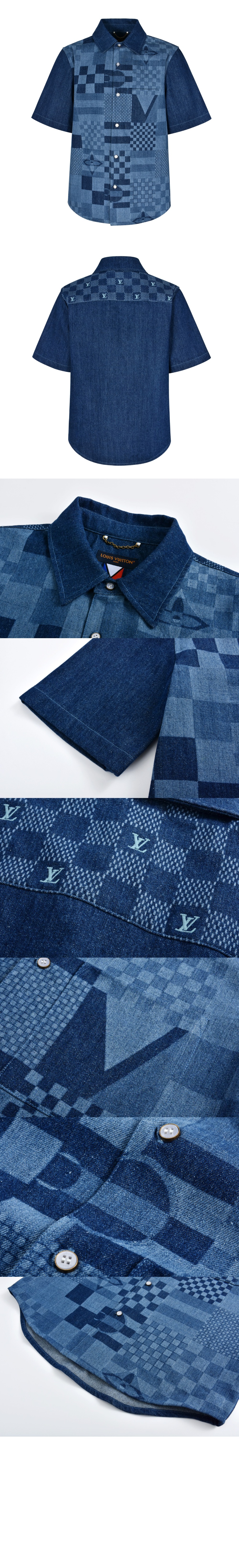 미러급레플리카사이트 | 명품레플리카 전문 쇼핑몰  | 퍼스트원 - 프린티드 쇼트 슬리브드 데님 셔츠 > 루이비통