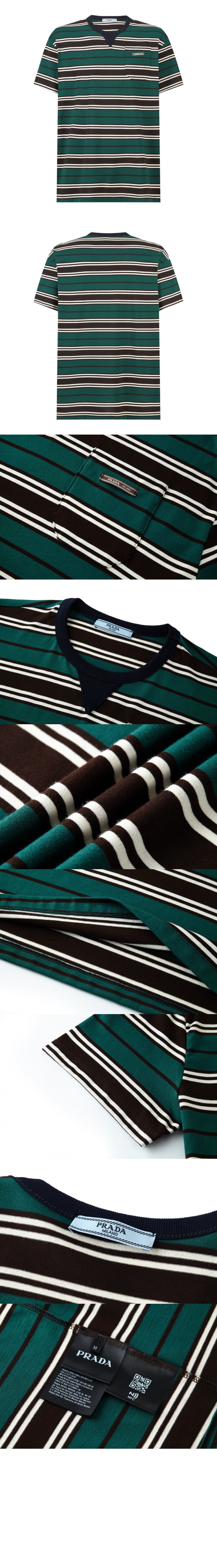 미러급레플리카사이트 | 명품레플리카 전문 쇼핑몰  | 퍼스트원 - 스트라이프 라일 코튼 티셔츠 > 프라다