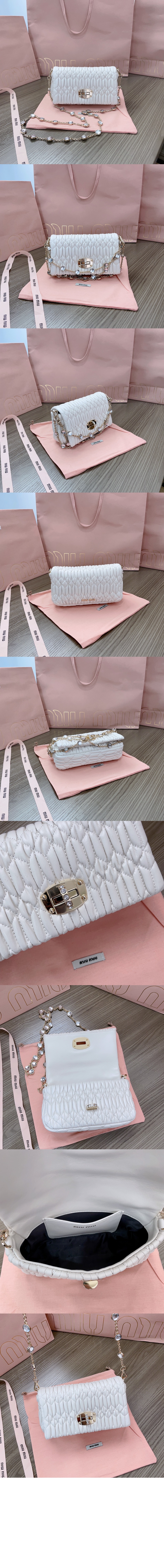 미러급레플리카사이트 | 명품레플리카 전문 쇼핑몰  | 퍼스트원 - 미우 크리스털 나파 가죽 및 크리스털 미니백 5BP079 > 미우미우