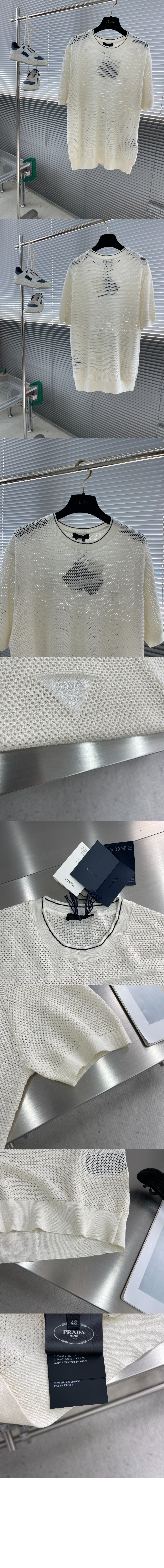미러급레플리카사이트 | 명품레플리카 전문 쇼핑몰  | 퍼스트원 - 쇼트 슬리브 실크 및 코튼 스웨터 > 프라다
