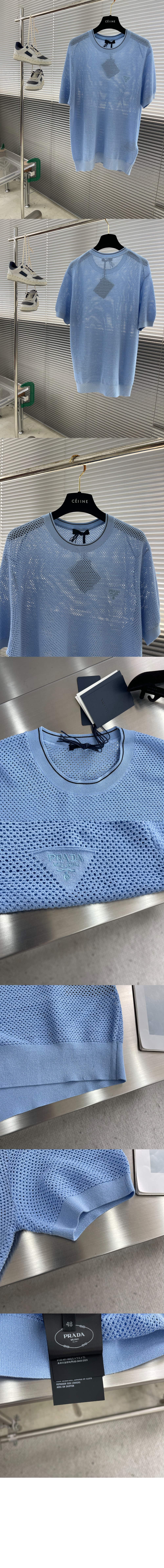 미러급레플리카사이트 | 명품레플리카 전문 쇼핑몰  | 퍼스트원 - 쇼트 슬리브 실크 및 코튼 스웨터 > 프라다