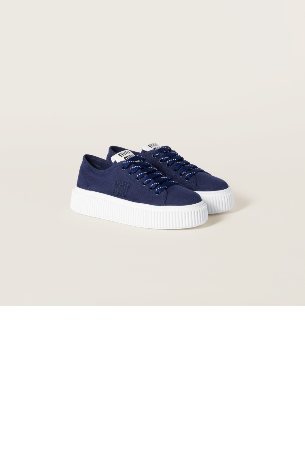 미러급레플리카사이트 | 명품레플리카 전문 쇼핑몰  | 퍼스트원 - 로고 장식 데님 스니커즈 5E389E > 미우미우