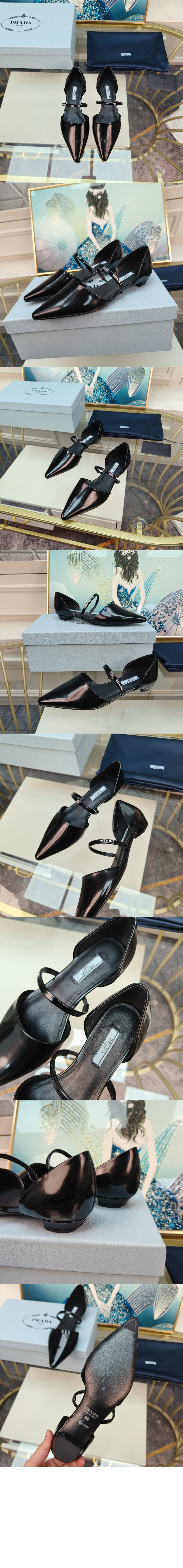 미러급레플리카사이트 | 명품레플리카 전문 쇼핑몰  | 퍼스트원 - 로고 스트랩 레더 플랫 슈즈 1F519M > 프라다