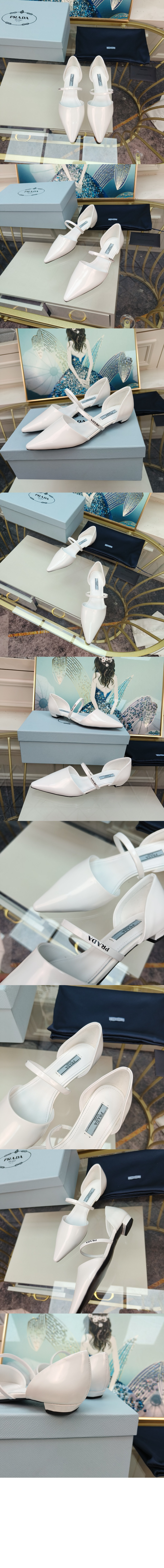 미러급레플리카사이트 | 명품레플리카 전문 쇼핑몰  | 퍼스트원 - 로고 스트랩 레더 플랫 슈즈 1F519M > 프라다
