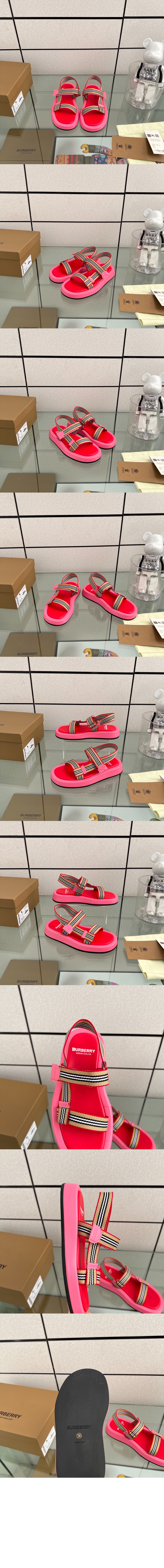 미러급레플리카사이트 | 명품레플리카 전문 쇼핑몰  | 퍼스트원 - 핑크 아이콘 스트라이프 샌들 8042675 > 버버리