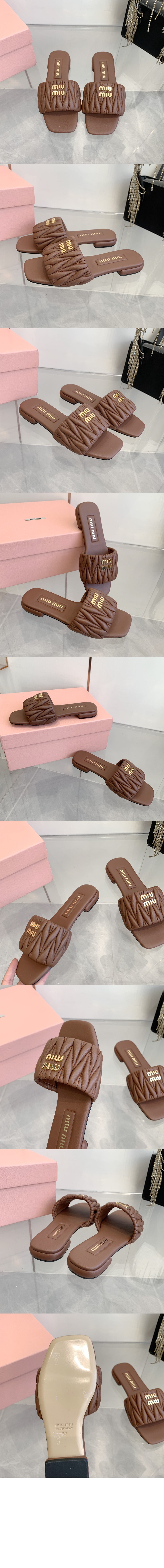 미러급레플리카사이트 | 명품레플리카 전문 쇼핑몰  | 퍼스트원 - 마테라쎄 나파 가죽 슬라이드 5XX605 > 미우미우