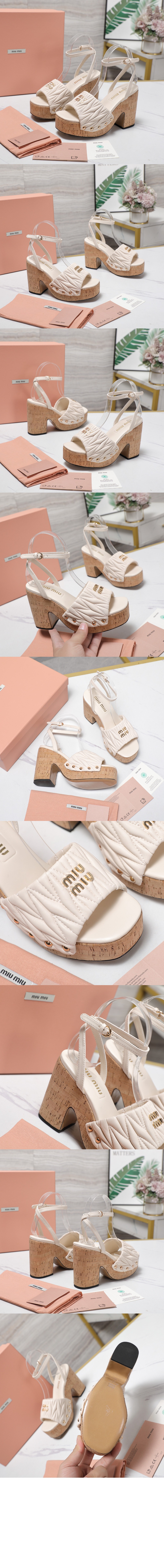미러급레플리카사이트 | 명품레플리카 전문 쇼핑몰  | 퍼스트원 - 코르크 굽 퀼팅 나파 가죽 샌들 5XZ482 > 미우미우